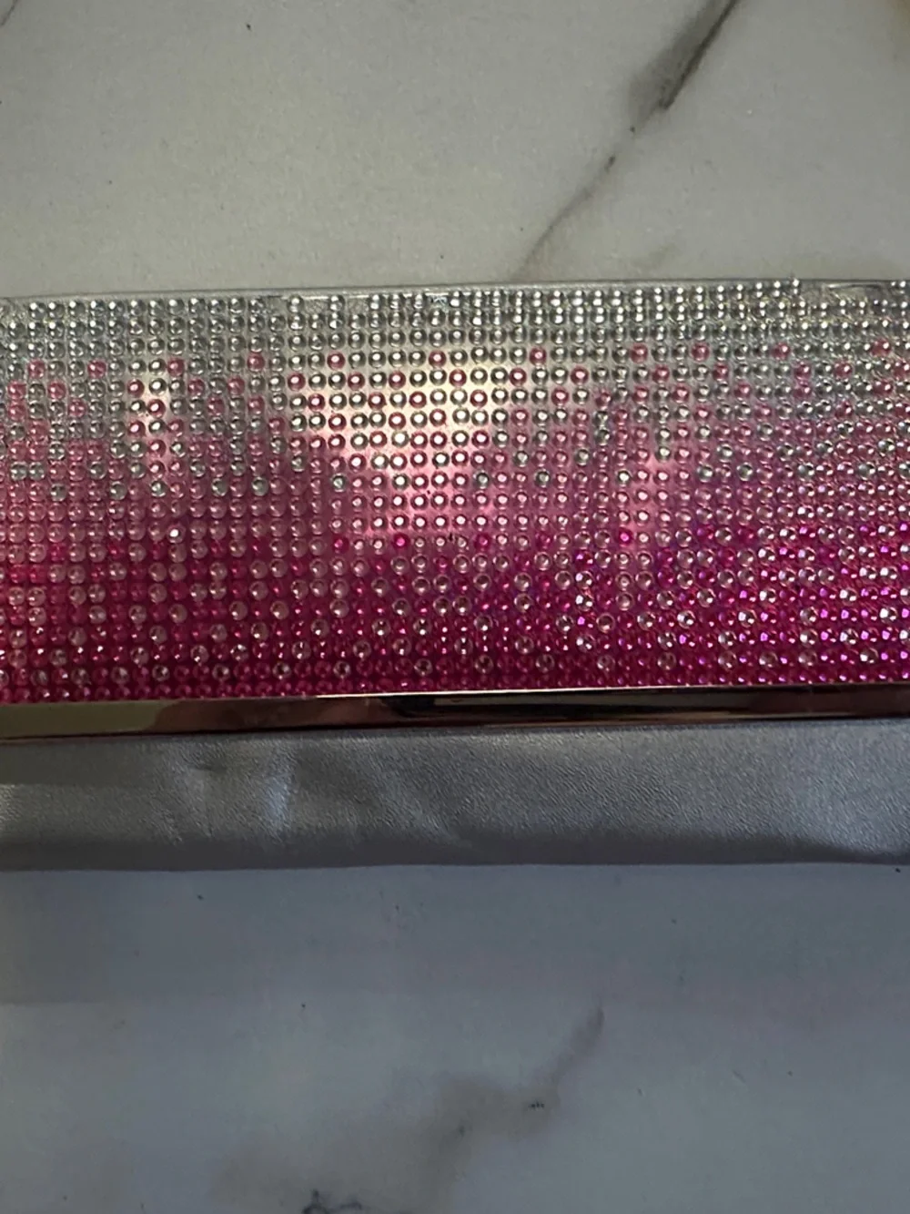 Rhinestone Key & Card Holder Wallet - Pink & Silver